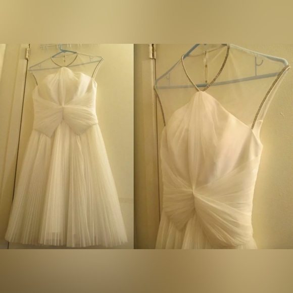 Ted Baker Trixxy Illusion Yoke Pleated Tulle Mesh Embellished Wedding Dress $650 - Picture 7 of 11